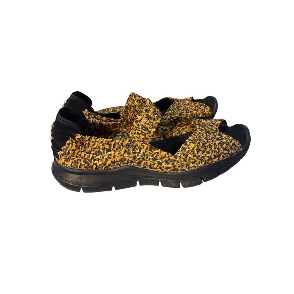 Bernie Mev Womens Size 8.5 Woven Elastic Sandals Yellow & Black Open-Toe Comfort - Picture 3 of 6